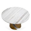 Marble top coffee table with slit in round brass base