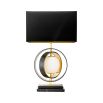 Gold table lamp with pearl orb design and black marble base