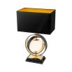 Gold table lamp with pearl orb design and black marble base
