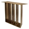 Elegant vintage brass console table with five slim legs