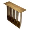 Elegant vintage brass console table with five slim legs