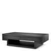 Low modern coffee table with shelf and two drawers in charcoal grey