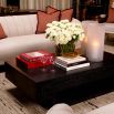 Low modern coffee table with shelf and two drawers in charcoal grey