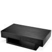Low modern coffee table with shelf and two drawers in charcoal grey