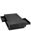 Low modern coffee table with shelf and two drawers in charcoal grey