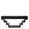 Stepped modern console table with two drawers in charcoal grey finish