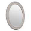 Circular mirror with elegant grey faux leather frame