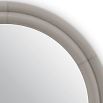 Circular mirror with elegant grey faux leather frame