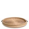  Large natural rattan serving piece with wooden handles