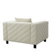 Upholstered modern armchair with chevron stitching detail in reve cream