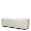 Cream upholstered modern bench with chevron stitching detail