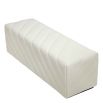 Cream upholstered modern bench with chevron stitching detail