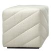 Cream upholstered square stool with chevron stitching detail 