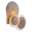 Gorgeous wall light featuring frosted glass and antique brass accents