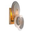 Gorgeous wall light featuring frosted glass and antique brass accents