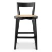 A stylish barstool by Eichholtz with a black composition and rattan seat