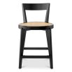 A stylish counter stool by Eichholtz with a black composition and rattan seat