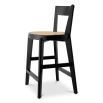 A stylish counter stool by Eichholtz with a black composition and rattan seat