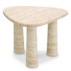 organic three sided travertine side table - small