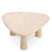 organic three sided travertine side table - large