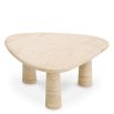 organic three sided travertine side table - large
