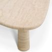 organic three sided travertine side table - large