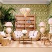 A statement side table with a rattan finish
