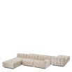 quilted sofa middle module in skyward sand coloured linen upholstery