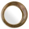 Vintage brass round mirror boasting sleek circular form