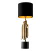 Gold clustered pipe design table lamp with black shade