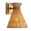 Wall lamp with rattan shade