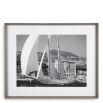 Wooden framed black and white boat print