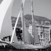 Wooden framed black and white boat print