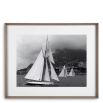 Wooden framed black and white boat print