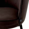 High-back barstool in dark savona grey velvet upholstery and contrast piping