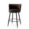 Wrap around back counter stool in sumptuous savona grey upholstery