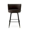 Wrap around back counter stool in sumptuous savona grey upholstery