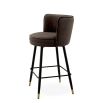 Wrap around back counter stool in sumptuous savona grey upholstery