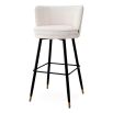 High back lyssa off-white upholstered bar stool with black tapered legs