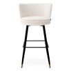 High back lyssa off-white upholstered bar stool with black tapered legs