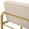Cream linen upholstered bar stool with horizontal fluting and brass frame