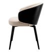 cream coloured linen dining chair with black wooden back