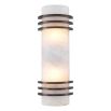 Wall light with alabaster shade and bronze metal accents