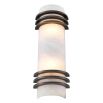 Wall light with alabaster shade and bronze metal accents