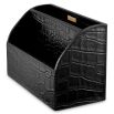 Black croc leather desk set, letter holder, pencil box and bin
