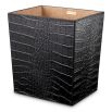 Black croc leather desk set, letter holder, pencil box and bin