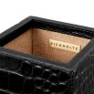 Black croc leather desk set, letter holder, pencil box and bin