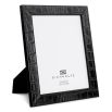 Set of two black croc leather photo frames, one small & one large