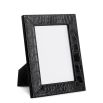 Set of two black croc leather photo frames, one small & one large