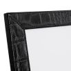 Set of two black croc leather photo frames, one small & one large